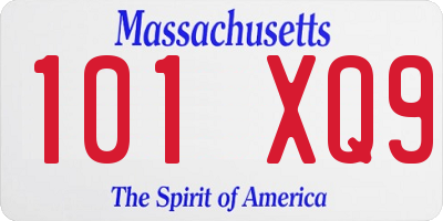 MA license plate 101XQ9