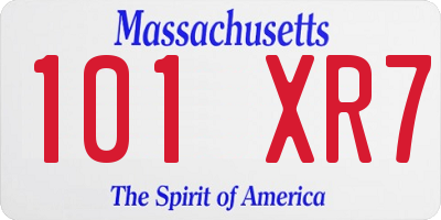 MA license plate 101XR7