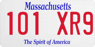 MA license plate 101XR9