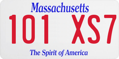 MA license plate 101XS7