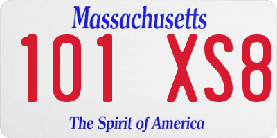 MA license plate 101XS8