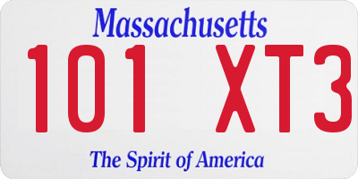 MA license plate 101XT3