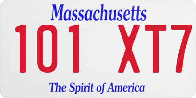 MA license plate 101XT7