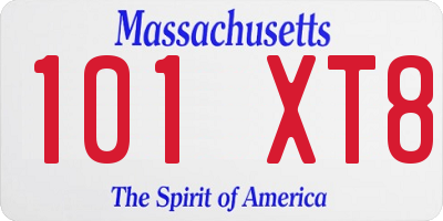 MA license plate 101XT8