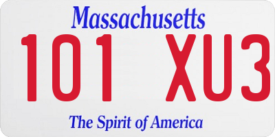 MA license plate 101XU3