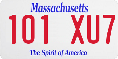 MA license plate 101XU7