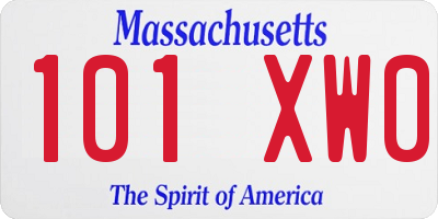MA license plate 101XW0