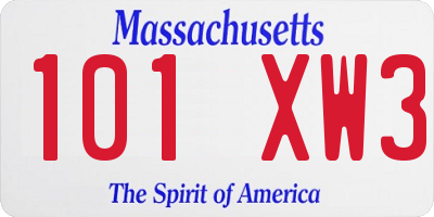 MA license plate 101XW3