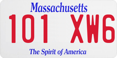 MA license plate 101XW6