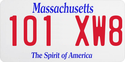 MA license plate 101XW8