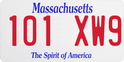MA license plate 101XW9