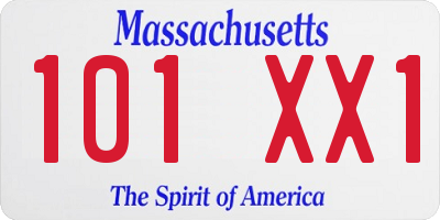 MA license plate 101XX1