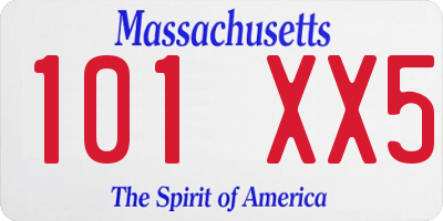 MA license plate 101XX5