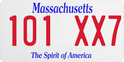 MA license plate 101XX7