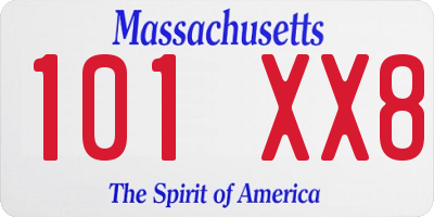 MA license plate 101XX8