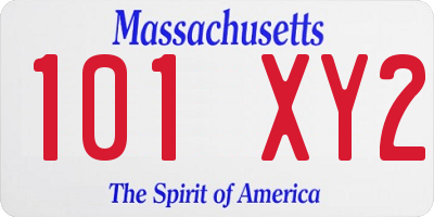 MA license plate 101XY2