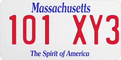 MA license plate 101XY3