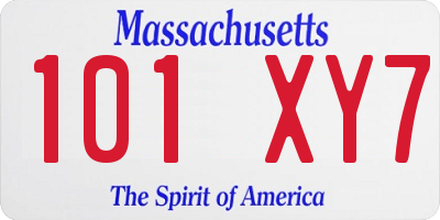 MA license plate 101XY7