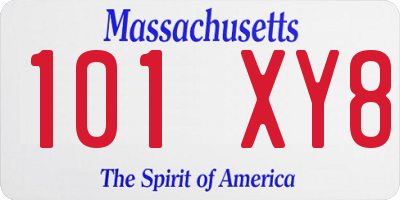 MA license plate 101XY8