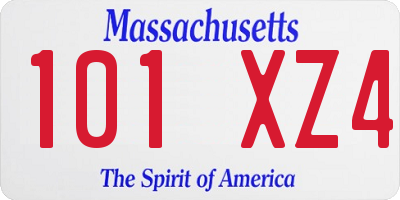 MA license plate 101XZ4