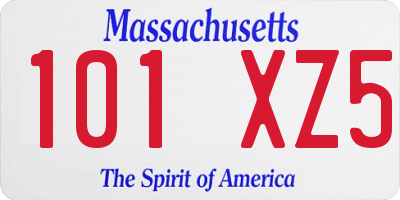 MA license plate 101XZ5