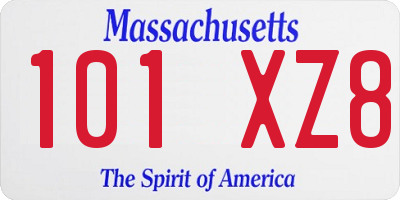 MA license plate 101XZ8