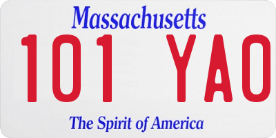 MA license plate 101YA0