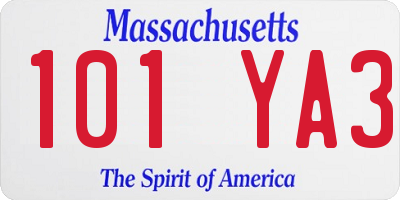 MA license plate 101YA3