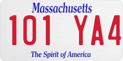 MA license plate 101YA4