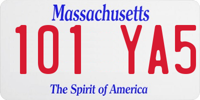 MA license plate 101YA5