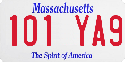 MA license plate 101YA9