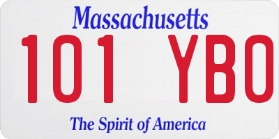 MA license plate 101YB0