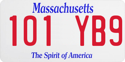 MA license plate 101YB9