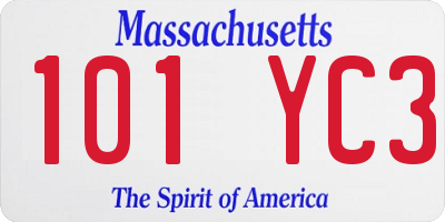 MA license plate 101YC3