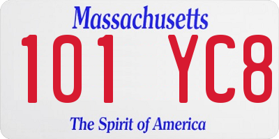 MA license plate 101YC8