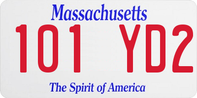 MA license plate 101YD2