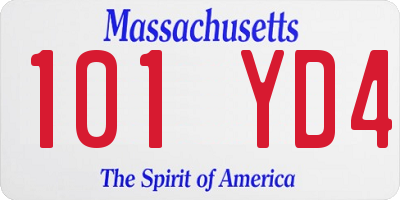 MA license plate 101YD4