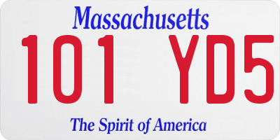 MA license plate 101YD5
