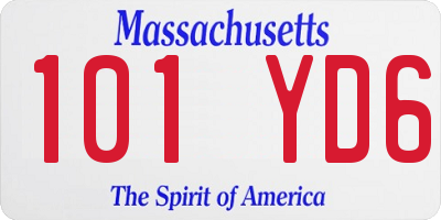 MA license plate 101YD6