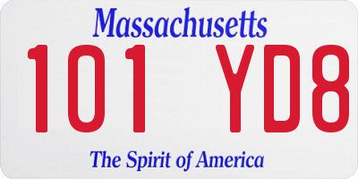 MA license plate 101YD8