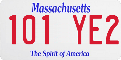 MA license plate 101YE2
