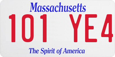 MA license plate 101YE4