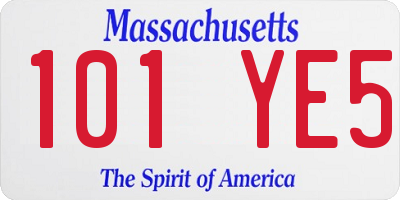 MA license plate 101YE5