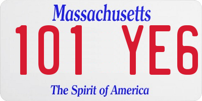 MA license plate 101YE6