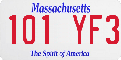 MA license plate 101YF3