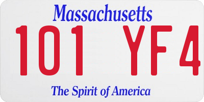 MA license plate 101YF4