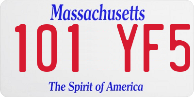 MA license plate 101YF5