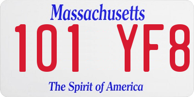 MA license plate 101YF8