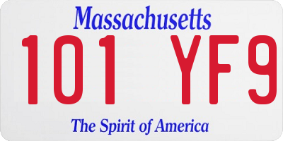 MA license plate 101YF9