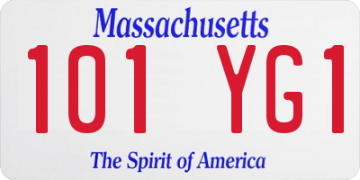 MA license plate 101YG1